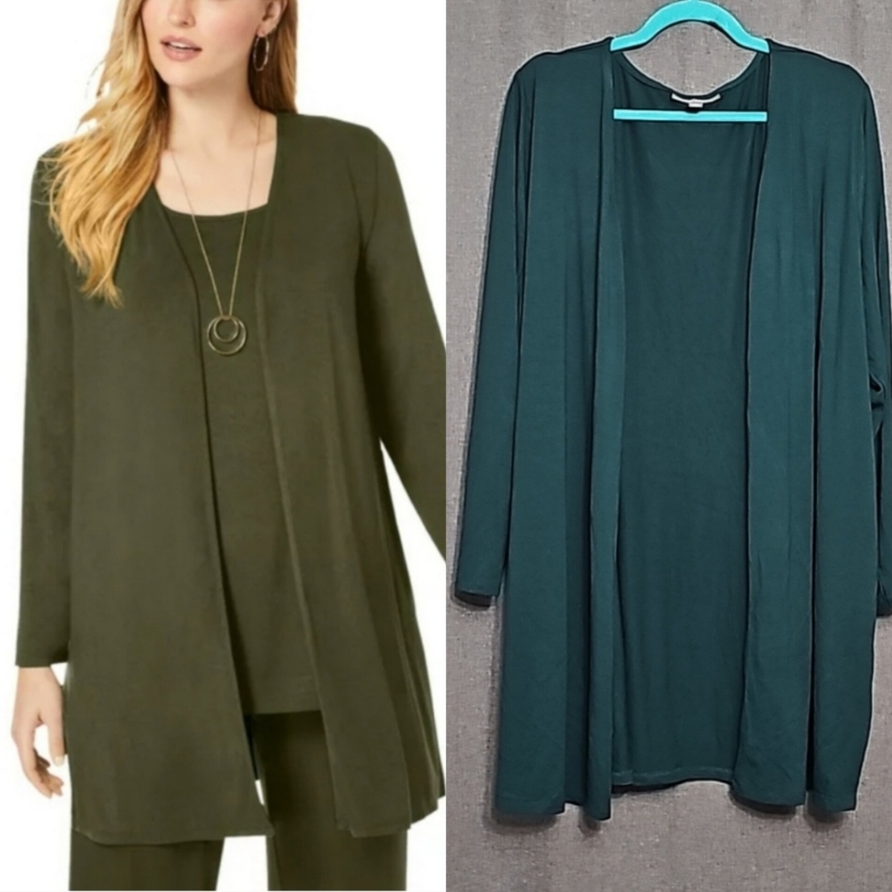 Jessica London Everyday Knit Open Front Cardigan Green 18-20 New